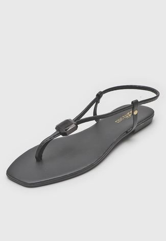 Rasteira DAFITI SHOES Pedraria Preta - Compre Agora