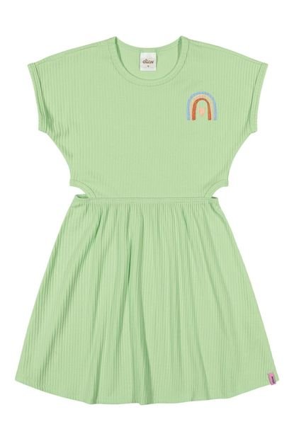 Vestido Infantil Menina Curto Estampado Glitter Elian Verde Claro - Marca Elian