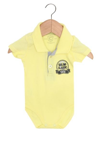 Body Carinhoso Curto Baby Menino Amarelo - Marca Carinhoso