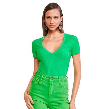 Blusa Colcci Canelado Slim VE24 Verde Feminino - Marca Colcci