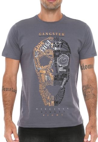 Camiseta Gangster Lettering Cinza