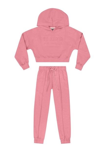 Conjunto Blusão Cropped e Calça Infantil Menina Quimby Rosa - Marca Quimby