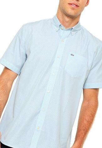 Camisa Lacoste Regular Fit Listras Azul/Branca