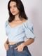 CROPPED LAISE MANGA BUFANTE AZUL CLARO - Marca RAIZZIS