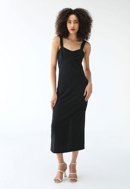 Vestido Colcci Midi Decote Costa Preto - Marca Colcci