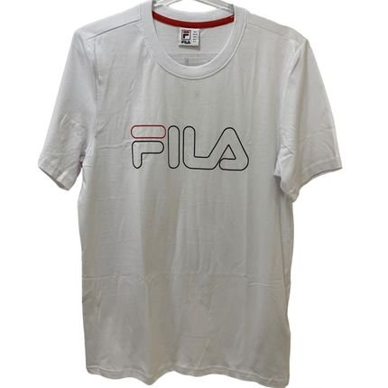 Camiseta Fila Letter Outline Masculina - Branco/Vermelho - Marca Fila