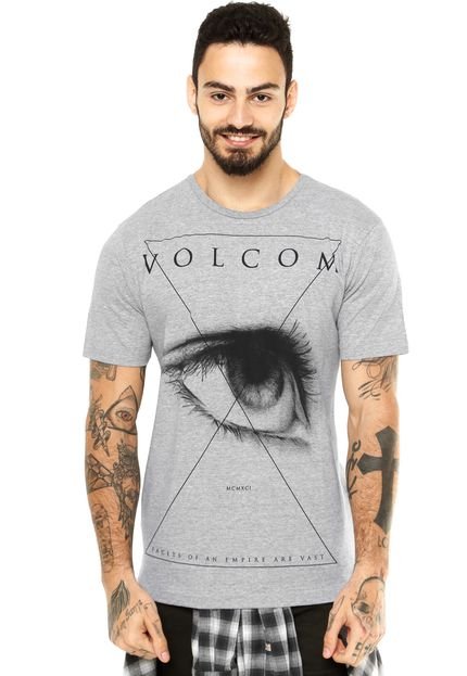 Camiseta Manga Curta Volcom Draw Eye Cinza - Marca Volcom