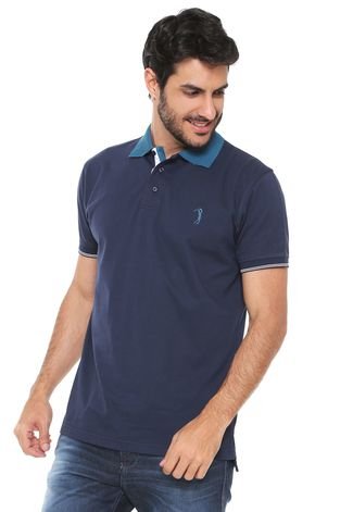 Camisa Polo Aleatory Reta Lisa Azul-marinho