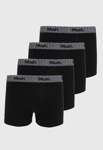 Kit 4pçs Cueca MASH Boxer Logo Preta - Marca MASH