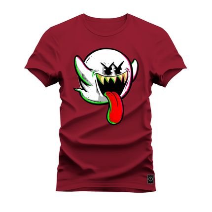 Camiseta Plus Size Premium Estampada Algodão Assustador - Bordô - Marca Nexstar