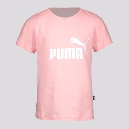 Camiseta Puma ESS Logo Infantil Rosa e Branca - Marca Puma