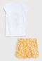 Conjunto 2pçs Befun Curto Infantil Floral Branco/Amarelo - Marca Befun