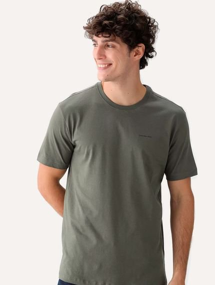 Camiseta Calvin Klein Jeans Masculina Dark New Logo Verde Militar - Marca Calvin Klein