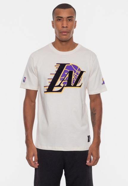 Camiseta NBA Floco Los Angeles Lakers Off White - Marca NBA