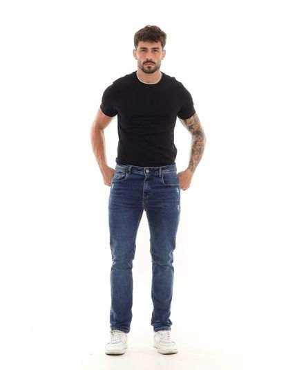 Calça Jeans Slim Fit Masculina Detalhes Rasgos 23465 Escura Consciência - Marca Consciência