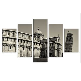 Conjunto de 5 Telas Decorativas em Canvas Love Decor Torre de Pisa Multicolorido 90x160cm