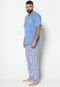 Pijama Masculino WLS Modas Calça Comprida e Manga Curta Azul - Marca WLS Modas