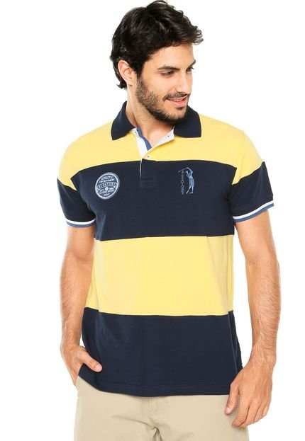 Camisa Polo Aleatory Recortes Azul/Amarela - Marca Aleatory