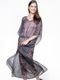 Saída Vestido Kaftan Longo Bata Crepe Semitransparente Estampado Gravataria Violeta - Marca 101 Resort Wear
