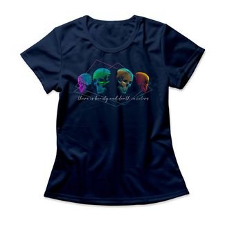 Camiseta Feminina Beauty And Death - Azul Marinho
