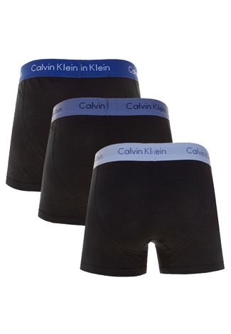Kit 3 Cuecas Calvin Klein Boxer Low Rise Trunks Pretas - Compre