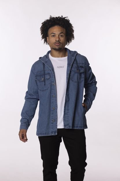 Parka com capuz Aero Jeans cor Azul - Marca Aero Jeans