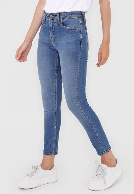 Calça Cropped Jeans Calvin Klein Jeans Skinny Estonada Azul - Marca Calvin Klein Jeans