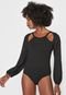 Body Queens Paris Mangas Bufantes Preto - Marca Queens Paris