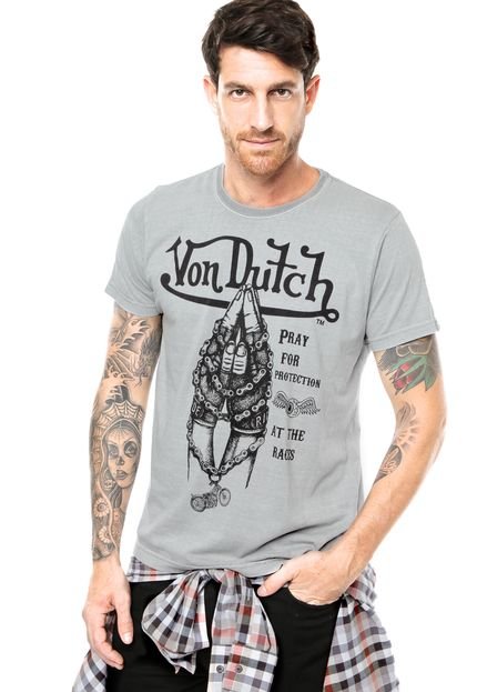 Camiseta Von Dutch Pray For Cinza - Marca Von Dutch 