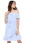 Vestido Ciganinha Lily Fashion Curto Listrado Branco/Azul - Marca Lily Fashion