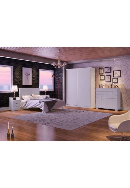 Dormitório Casal Angélica Branco Madeirado Robel Móveis - Marca Robel Móveis