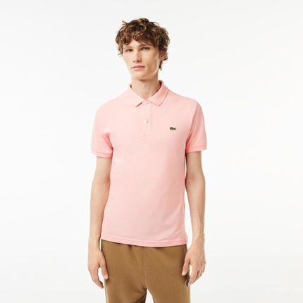 Camisa Polo masculina Slim Fit em petit piquet Rosa - Marca Lacoste