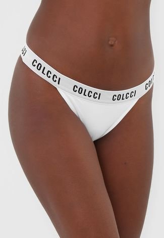 Kit 2pçs Calcinha Colcci Underwear Fio Dental Lettering Branco
