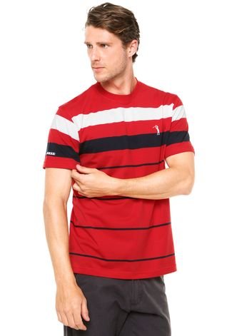 Camiseta Aleatory Básica Vermelha/Azul-Marinho