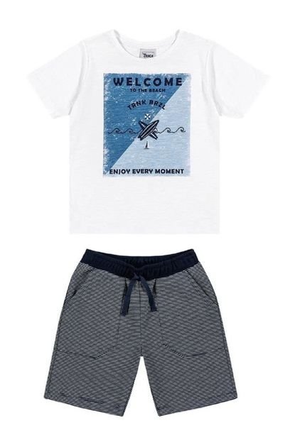 Conjunto Infantil Trick Nick Bermuda e Camiseta Welcome Branco - Marca Nick