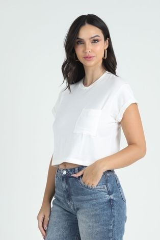 Blusa Tshirt Cropped Off White P Gazzy