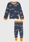 Pijama PUC Longo Infantil Carrinhos Azul-Marinho/Amarelo - Marca PUC