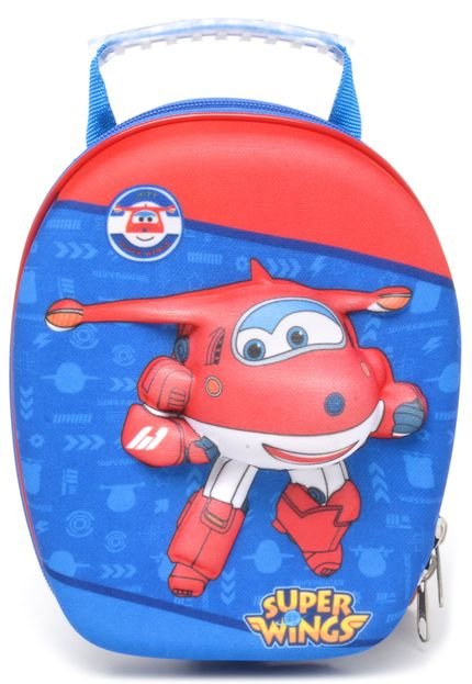 Lancheira Max Toy Super Wings Azul/Vermelho - Marca Max Toy