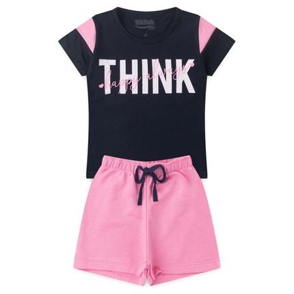 Conjunto Infantil Feminino Marinho Think - Marca Tiktak Kids