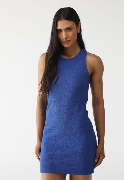 Vestido Colcci Curto Texturizado Azul - Marca Colcci