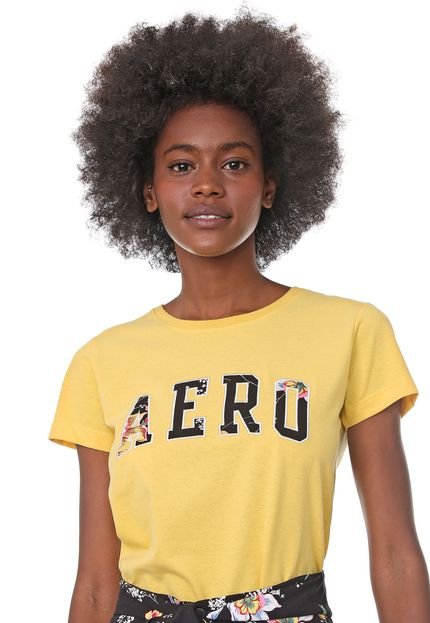 Camiseta Aeropostale Bordada Amarela - Marca Aeropostale