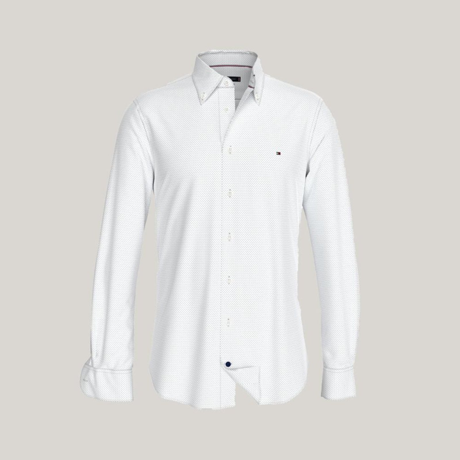 Camisa Micro Estampa Slim - 41 - Marca Tommy Hilfiger