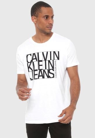 Camiseta Calvin Klein Jeans Fitted Logo Branca - Compre Agora | Dafiti  Brasil