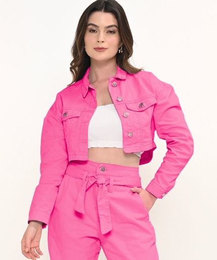 Jaqueta Feminina Sarja Pink Cropped Razon Jeans - Marca Razon Jeans