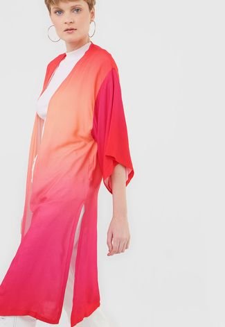 Kimono Mercatto Alongado Laranja/Rosa