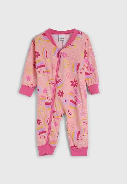 Pijama Infantil Elian Longo Floral Rosa - Marca Elian