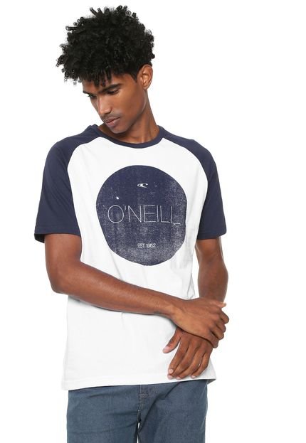 Camiseta O'Neill Raglan Mars Branca/Azul-marinho - Marca O'Neill