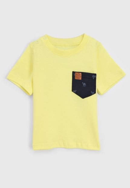 Camiseta Carinhoso Infantil Bolso Amarelo/Azul-Marinho - Marca Carinhoso