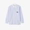 Camisa Oxford Listrada de Algodão com Colarinho em Contraste Maxi Croc Azul - Marca Lacoste