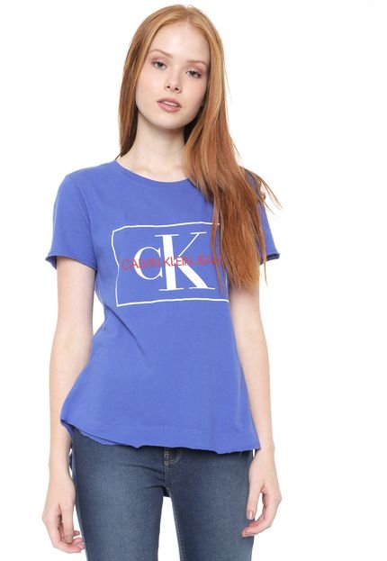 Camiseta Calvin Klein Jeans Logo Mullet Azul - Marca Calvin Klein Jeans